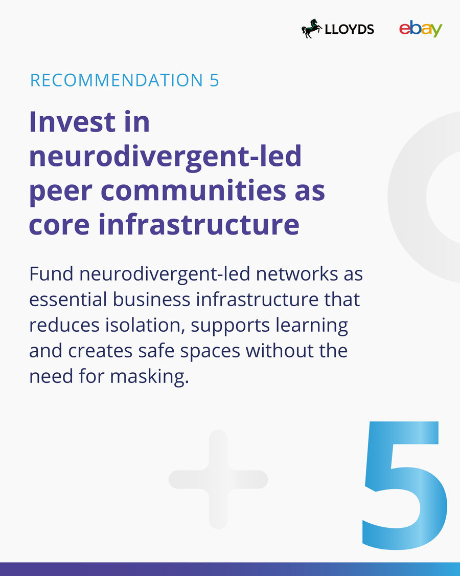 Recommendation 5: Invest in neurodivergent-led peer communities as core infrastructure.