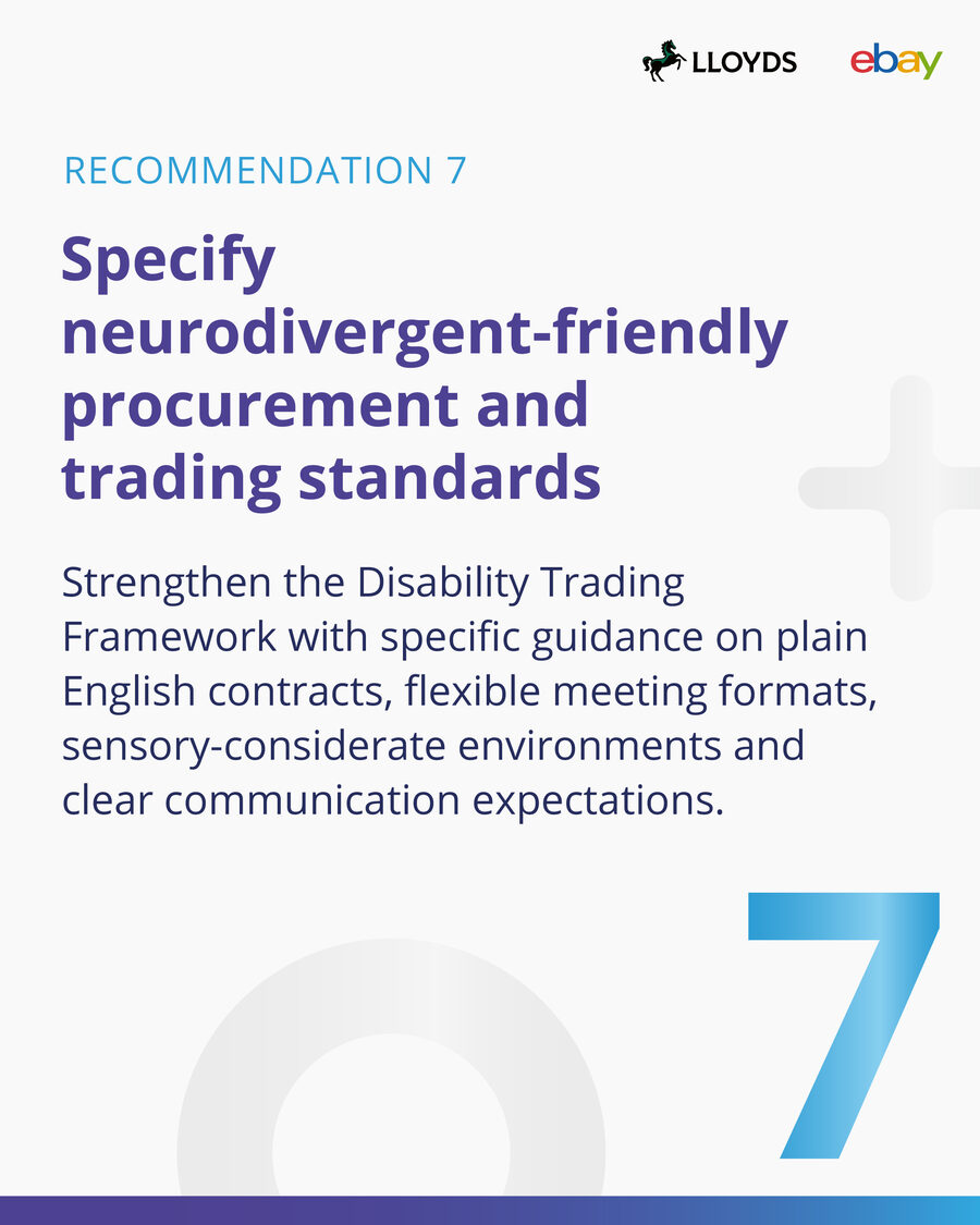 Recommendation 7: Specify neurodivergent-friendly procurement and trading standards.